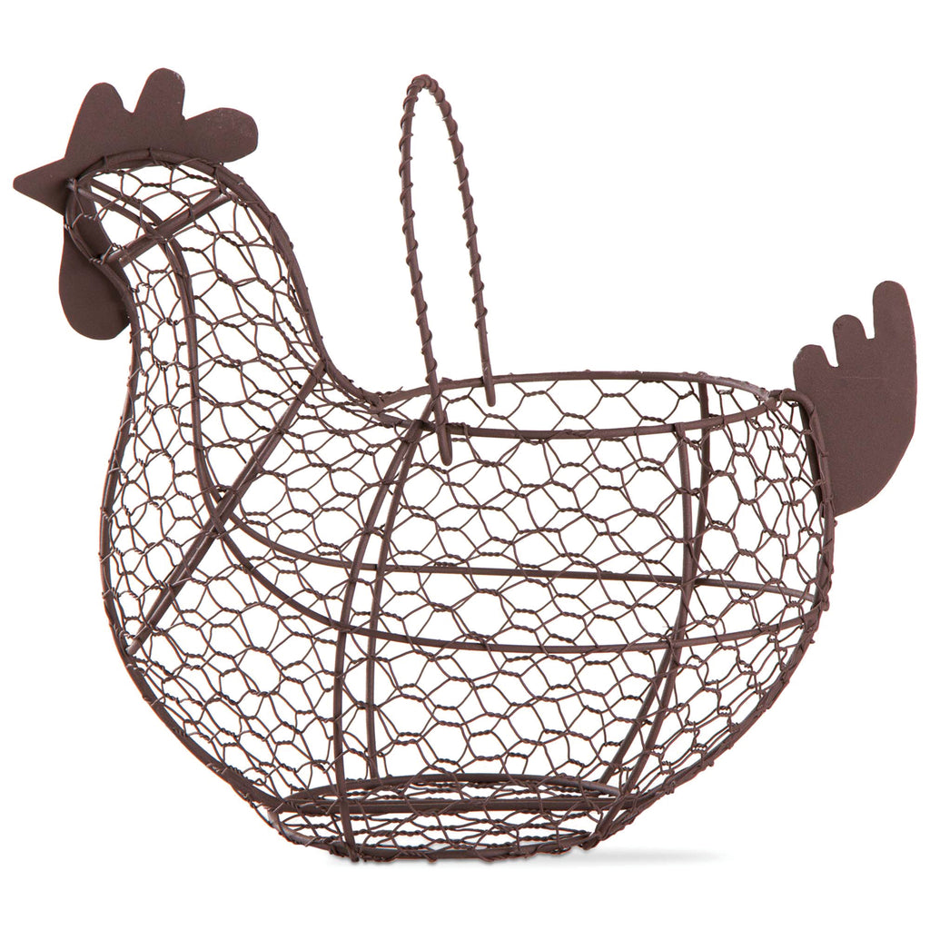 Black Wire Chicken Rooster Egg Basket Cork Holder, Farm House