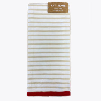 Beige and Red Striped Dish Towel