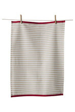 Red and Beige striped dish towel