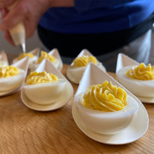 Deviled Eggs piped and served