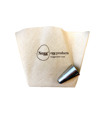 Negg chef-grade reusable 10" piping bag and over sized metal tip.