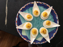 Platter of Deviled Eggs in Spoons